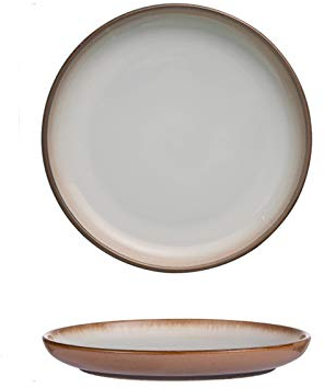 Piatto Piano Piastra di bistecca rotonda for casa usata, elegante placca da pasta da dessert smaltata, piastra a microonde e lavastoviglie piatto for cena, colore assortito. Piatto da colazione(A,1pac