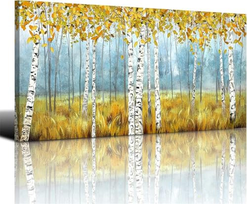 Baum Malen Nach Zahlen Erwachsene Groß 60x120cm, Malen Nach Zahlen weiße Birke, Kreativ Set für Erwachsene, DIY Handgemalt Ölgemälde Leinwand Kit mit 3 Set Pinseln Acrylfarben, Home Dekor, Rahmenlos