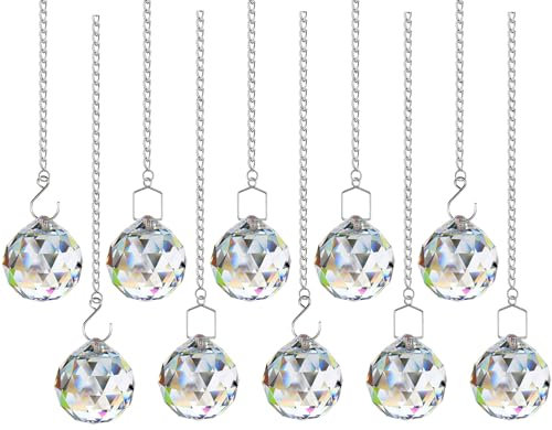 MirraSwit 10 Piezas Feng Shui Cristal, Cristales para Colgar, Sun Catcher, Atrapasoles Cristal, con Cadena de Cola para Ventana Jardín Decoración de Boda