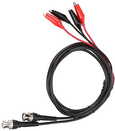 P1011 BNC Q9 Double Pince Crocodile Oscilloscope Test Sonde Ensemble de Câbles Costume pour la Mesure Audio Vidéo Rouge Noir 2 Pièces