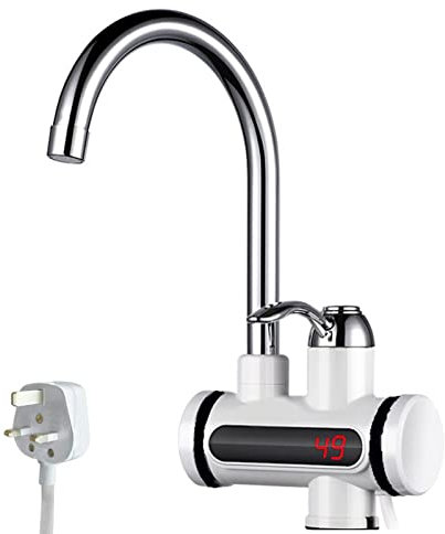 Strixorn Instant Warm Water Faucet, 3000w Electric Hot Water Heater Tap, 360° Rotatable Water Heaters Faucet, 220V Boiling Warm Water Faucet with LED Digital Display for Kitchen Washroom(Standard)