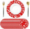 50 Stück Rot Herz Papier Platzsets rund Papier Tischsets mit herzförmige Blätter Einweg Platzsets rund 34 cm, Dekor für Valentinstag, Hochzeit, Urlaub, Party