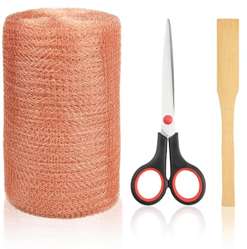 10mx130mm Kupfergitterrolle,100% Reines Kupfernetz, Schneidbares Kupfergeflecht für Schädlingsbekämpfung, für Schnecken Maus Vögel Nager, Schützen von Setzlingen und,Samen,Grill sauber reinigen