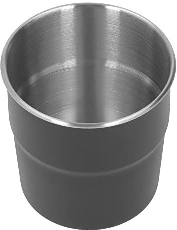 Isolierbecher Camping, 320 Ml, Edelstahl, Doppelwandig, für Kaffee, French Press, Camping, Stapelbar, Kaffeebecher aus Edelstahl mit Metall, 320 Ml, für Kleine Be Black (BLACK)