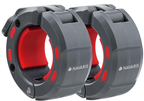 Navaris Colliers de Verrouillage pour Haltères - Paire de Stop Disque de Poids de Musculation - Serrage pour Alteres - Accessoires pour Haltere Magnétiques - Diamètre Universel de 50 mm