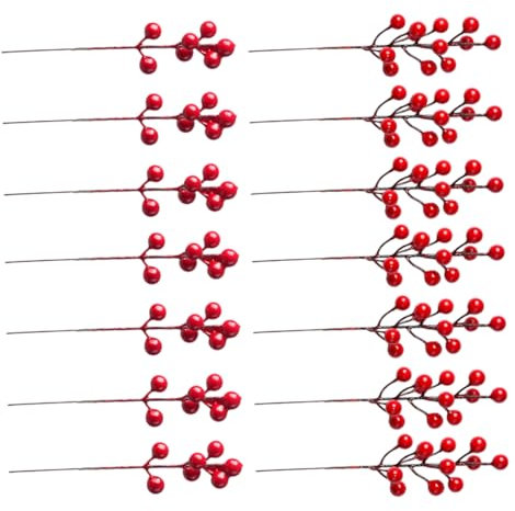 ABOOFAN 20stücke Künstliche Beeren Rote Beerenzweig Blumendekor DIY Ornament Für Party Weihnachten Dekoration