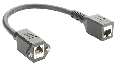 Plinkwirekb RJ45 Cat8 Ethernet Female to Female Extension Cable 40Gbps Screw Chassis Panel Mount Bulkhead Cable Shielded Network Feed Thru Coupler Extender for Router Gaming Modem PC(0.3M/1FT)