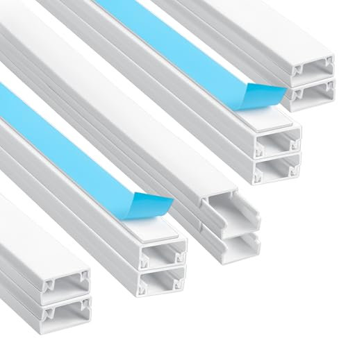 AiQInu Canalina Passacavi Adesiva, Cavo TV ordinato, Canalina Passacavi Muro, 20 mm(D)*10 mm(A)*0.4m(L), Verniciabile, Autoadesivo, Copertura per Cavi per Computer a Casa o in Ufficio(10 Pezzi)