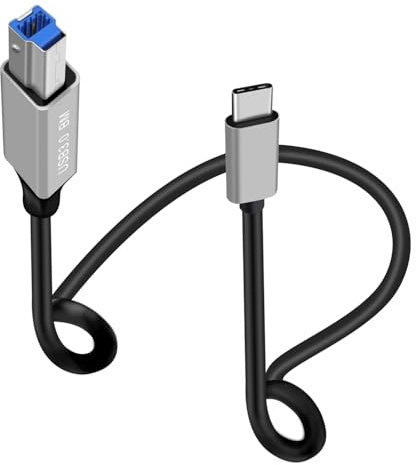 HuaLiSiJi Cavo da Tipo C a USB B 3.0 Alta Velocità 5Gbps Cavo Stampante USB C per Scanner, Dischi Rigidi Esterni, Stampanti Multifunzione ecc (Tipo C Argento, 1 m)
