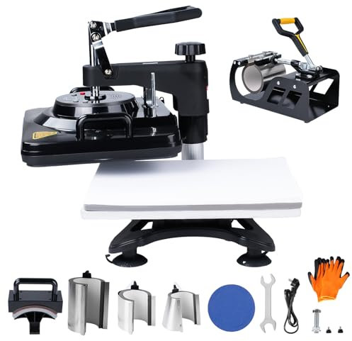 LetCart 8 in 1 Multifunktions Heißpresse P8200 1000W Heat Press Transferpresse Heißpressmaschine 360 Grad Schwenkbar Tassenpresse und Kappenpresse, Tassen, Hut, Kappen und T-Shirt-Druckmaschine