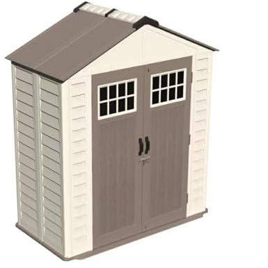 Brigros - Casetta Da Giardino In HDPE Dimensioni 211,2x114,7x252 Cm Con Pavimento Antiscivolo, Doppia Porta Con Finestre E Tetto Spiovente, Prefabbricato Da Esterno Estensibile (Casetta)