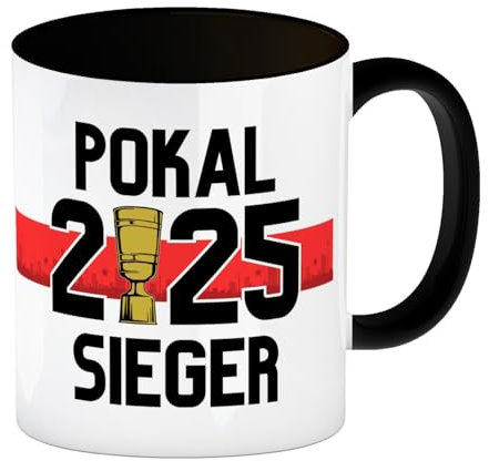 Stuttgart Pokalsieger 2025 Kaffeebecher in schwarz Tasse mit lustigem Spruch für Fans – ideales Fanartikel Geschenk