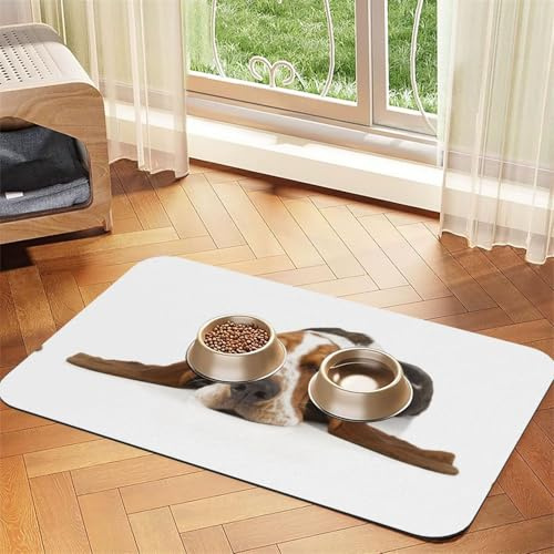 Basset Hound Isolated,Waterproof Pet Feeding Mat,Cat Dog Placemats for Food and Water, PU Leather Food Mats,40x60cm