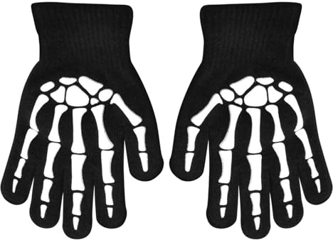 Totenkopf-Handschuhe für Kinder, Halloween-Fahrrad-Totenkopf-Handschuhe, Halloween-Kostüm-Zubehör für Kinder im Alter von 5–12 Jahren, Jungen