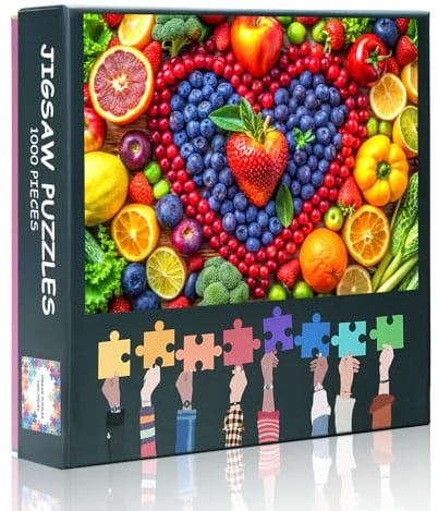 1000 Teile Puzzle: Herz aus Obst & Gemüse (50x70cm) - Motivationales Gesundheitsmotiv, Farbenfrohes Puzzle für Wellness-Enthusiasten & Familien