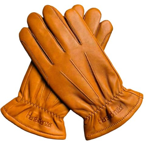 Harssidanzar Guantes de equitación de Cuero para Hombres Bronceado L, DM301