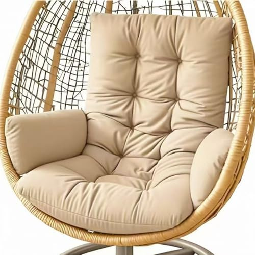 Egg Chair Cushion, Hanging Chair Cushions, Waterproof Thick Hammock Chair Cushion Replacement, Outdoor/Indoor Swing Garden Seat Cushions for Hanging Swing (Only Pad),Khaki