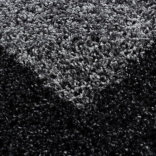 KADIMA DESIGN Langflorteppich Elegante Bordüre Flauschig Gemütlich Waschbar Langlebig Strapazierfähig Rund Anthrazit 160x160 cm Schlafzimmer Wohnzimmer Oeko-TEX Fußbodenheizung | RHEIN