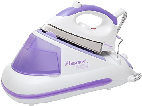 Bestron Centrale vapeur de repassage, Générateur de vapeur 1400 W, Fer massif 1200 W/3 Bar, Easy Home, Blanc/Violet