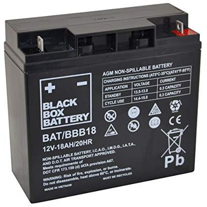 12V 18Ah Black Box Sealed Lead Acid Mobility Scooter Battery