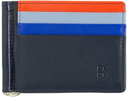DUDU Portafoglio Uomo con Fermasoldi in Pelle Porta Carte di Credito Clip Banconote Sottile Porta Tessere Navy