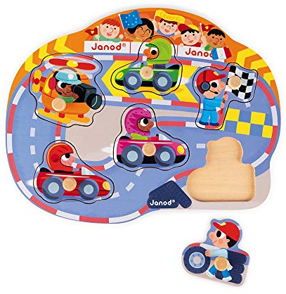 Janod J07100 Happy Racing Puzzle 6 pcs (Wood)