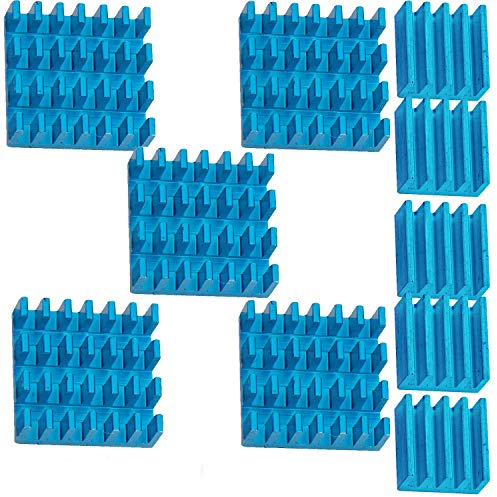 AZDelivery 5 x 2er Set Blaue Alu Kühlkörper passiv kompatibel mit Raspberry Pi 3 mit wärmeleitender Spezialklebefolie