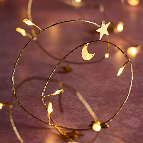 Lights4fun 20er Micro Sternen Lichterkette orientalisch batteriebetrieben Timer Ramadan Deko Ramadan Tischdeko