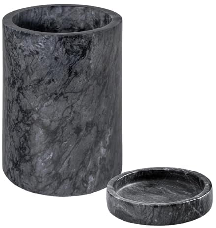 Argon Tableware 2 Piece Marble Wine Coaster and Cooler Set - Standard Modern Style Round Bottle Coaster and Bottle Cooler