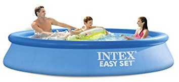 INTEX Easy Set XL Pool rund Aufstellpool 305 x 61cm, Volumen 3077 l, inkl. Kirystal-Clear 12V Filterpumpe (28602GS) Großer aufblasbarer Kinderpool Swimmingpool für Garten Rundpool (28118GN)