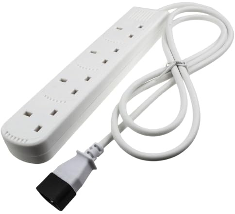 kenable IEC C14 to 4 Way UK Mains Sockets Power Lead UPS Splitter Extension 1.5m White