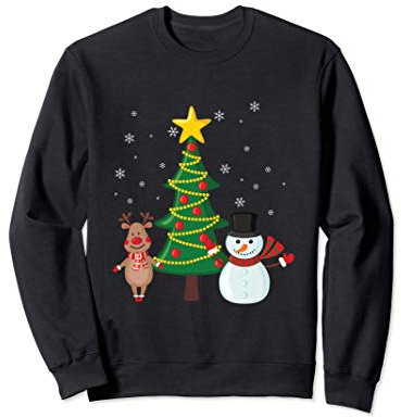 Rentier, Schneemann, Christbaum Weihnacht T Shirt Sweatshirt