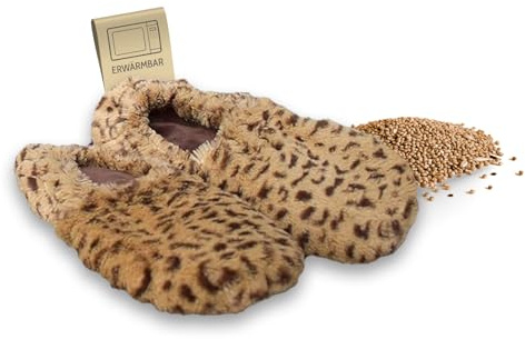 Habibi Plush Classic – 1560 Slippers Leo, Gr. M (37-40) Wärmepantoffeln/Wärmeschuhe zum Erwärmen in der Mikrowelle/Backofen