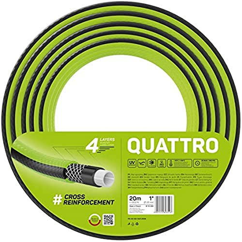 CELLFAST Gartenschlauch 4 Lagiger Wasserschlauch Aus Formstabilem Kreuzgewebe Für Garten Bewässerungsschlauch UV Beständig Anti Algen Flexibler Schlauch 20 Bar 1 Zoll 20 Meter Quattro