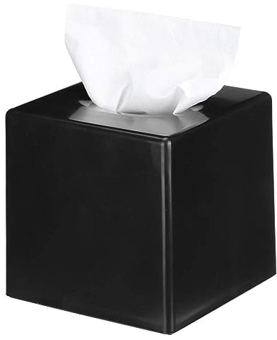 Schwarzes Tissue Box Cover, Square Modern Gesichtsgewebeboxhalter Papiertuchbox Serviettenspender für Bad Eitelkeit Arbeitsplatte, Kommode, Büro-Schreibtisch