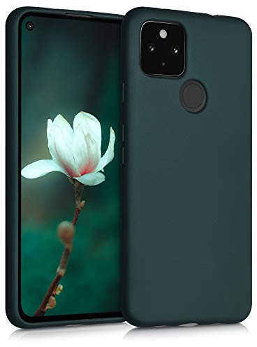 kwmobile Case kompatibel mit Google Pixel 4a 5G Hülle - Schutzhülle aus Silikon metallisch schimmernd - Handyhülle Metallic Petrol