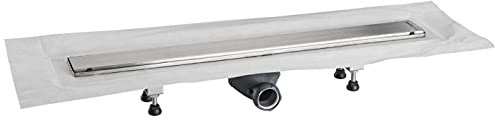 Wirquin 30723239 Caniveau douche à l'italienne Venisio en inox L.700 mm avec sortie orientable et grille en inox brossé, chromé