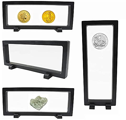 Deautie 3D-Displayrahmen, 4Pcs Schwimmendem Rahmen, Floating Display Ständer, Schwimmende Vitrine, Für Ring, Anhänger, Armband-Schmuck-Display, Raute, Schwarz (23 * 9 * 2 cm)