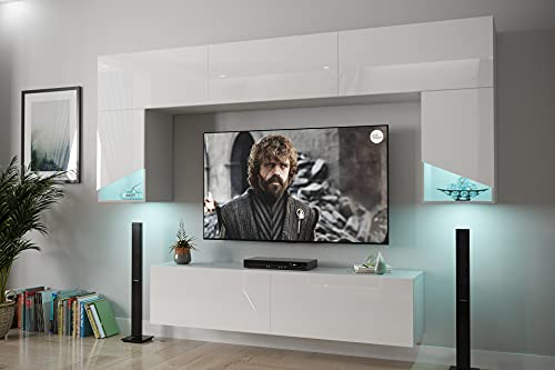 Furnitech S4 Modernes Wohnzimmer Wohnwand Wohnschrnke, Schrankwand, Möbel S4-HG-W2-(AB) (Möbel ohne LED)