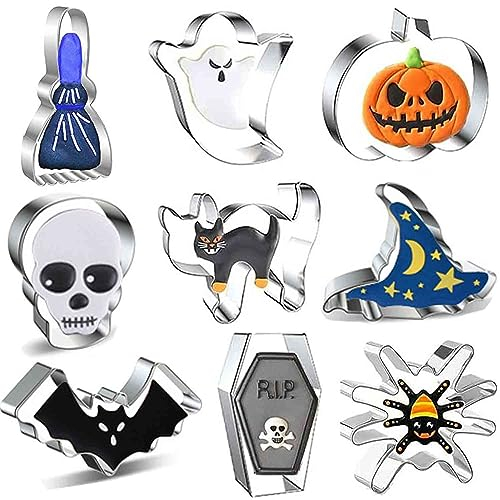 Cortapastas Halloween 9 PCS Galletas Halloween Moldes de Galletas Acero Inoxidable para Pastel, Cookie, Fondant, Formas Molde Galletas Halloween