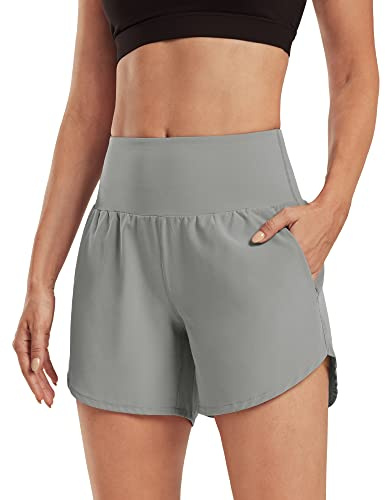 G4Free Shorts de Sport Femme Shorts pour Femmes avec Poches Taille Haute Yoga Shorts Respirant pour Surf Volley Ball Tennis Randonnee Gym