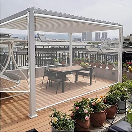 XIAOLIN Transparent Vinyl Roller Shade Blind,Outdoor Pergola Patio Plastic Window Rainproof Curtain With Fittings (Color : Clear, Size : 205x310cm/80.7 x122)