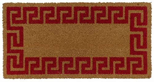 Casatessile Zerbino Antiscivolo in Cocco Naturale IMPERATORE Greca Elegante Tappeto da Ingresso - Bordeaux, 50x100 cm.
