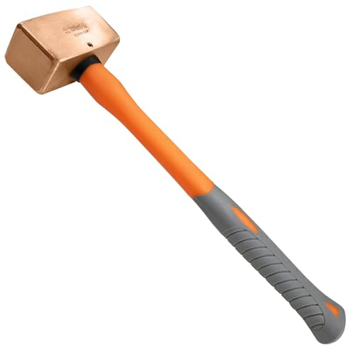 WEDO Nicht funkelnd Vorschlaghammer,Abbruchhammer Kopfgewicht 5000g Fäustel mit Fiberglas-Stiel,Berylliumkupfer Stemmhammer,Länge 900mm,Nicht magnetisch,Trockenbauhammer,BAM/FM-Zertifikat