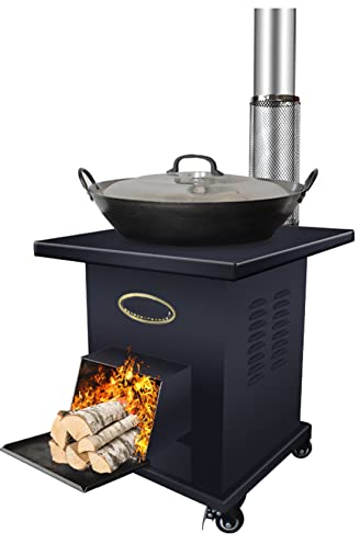 YYUINU Gran estufa de leña, estufa de leña de hierro fundido, calefacción de chimenea, con olla de hierro, adecuado para calefacción interior y exterior, cocina diaria