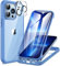 CENHUFO Compatible with iPhone 13 Pro Case Built-in Glass Screen Protector with Camera Lens Protector, 360°Full Body Heavy Duty Protective Phone Case for iPhone 13 Pro case Shockproof -Blue