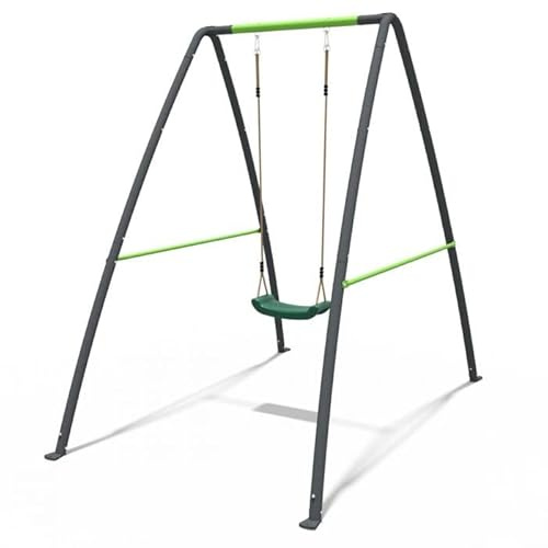 Rebo® Steel Metal Children's Swing Set - Single Swing Green | OutdoorToys | Kids' Outdoor Play Equipment for Gardens, Frame and Accessories Included, Weather Resistant