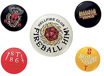 Pyramid International Stranger Things 4 Hellfire Club Lot de 5 Badges, Mixte, Multicolore, Taille Unique