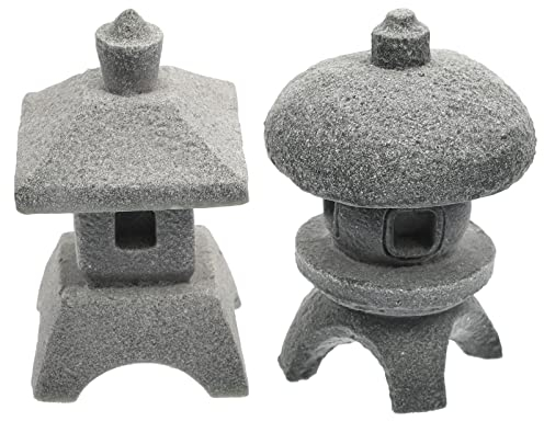 YARNOW Mini Pagode Statue Sandstein Hexagon Pagode Laterne Figur Japanische Gartendeko Zen Gartenlaterne Feengarten Zubehör für Blumenvase Bonsai Aquarium Asiatisch Zen Grau