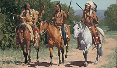 YANCONG Jigsaw Puzzles 1000 Pieces For Adults And Kids Native American Indian Horse Wooden Jigsaw Puzzles For Home Decoration 75X50Cm